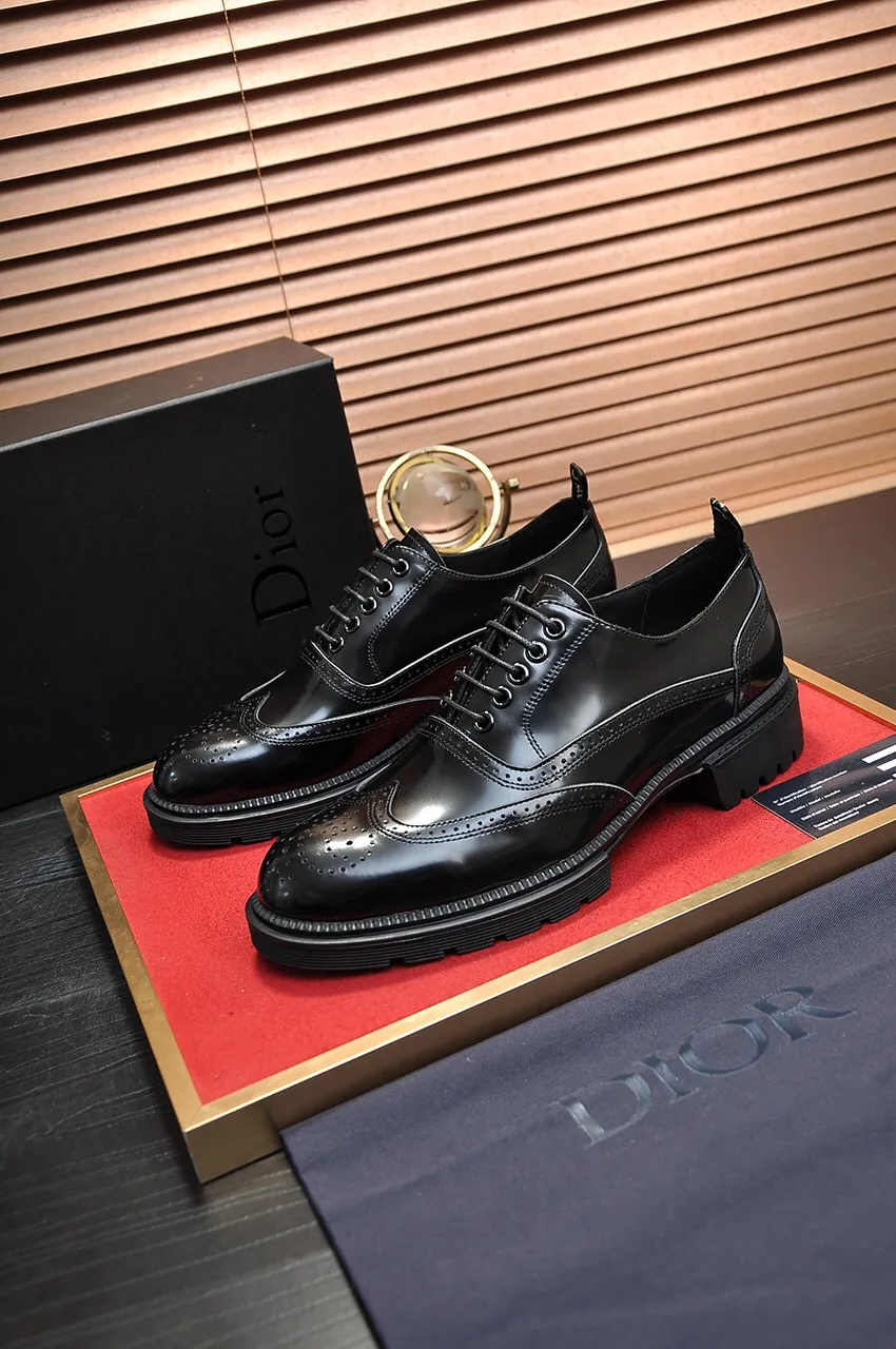 Men's shoes💰720💶【Dior】High-end goods Niuli Original order quality Dior —🆘.Dior original order purchasing, high-end leather shoes, fabric: imported from Italy open-edge beaded cowhide➕water-dyed cowhide/cowhide lining➕specially provided original outsole, fine workmanship, real-life shooting🎬size: 38-45 (45 customized)